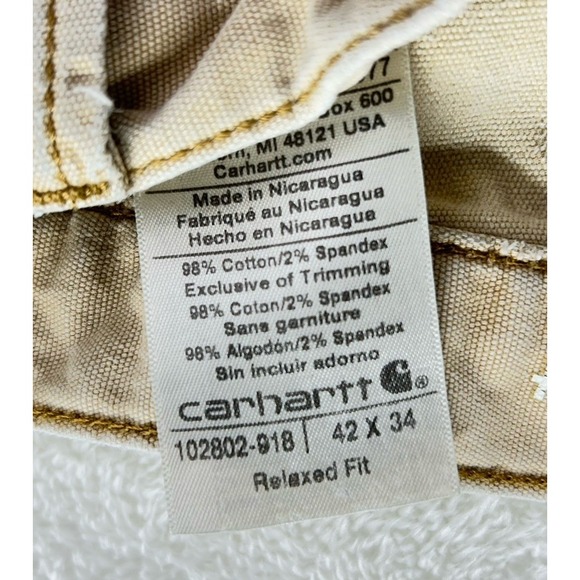 Carhartt Cargo Pants Mens 42x34 Cream Double Knee Distressed Stained "Read"‎ - Picture 6 of 16